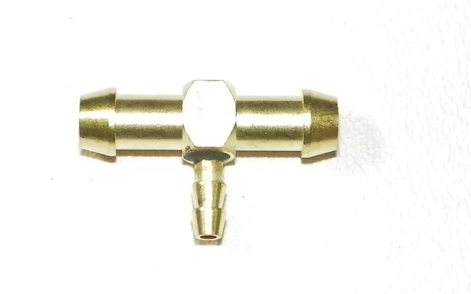 Brass T Fitting; 1/4'' x 1/4'' x 1/8''