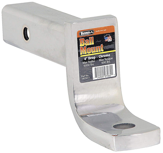 Ball Mount; 4'' Drop - 1'' Ball Hole - 8'' Tube