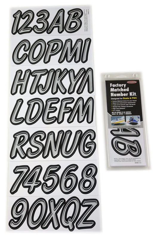 ID Sticker Kit; Silver Glitter / Black